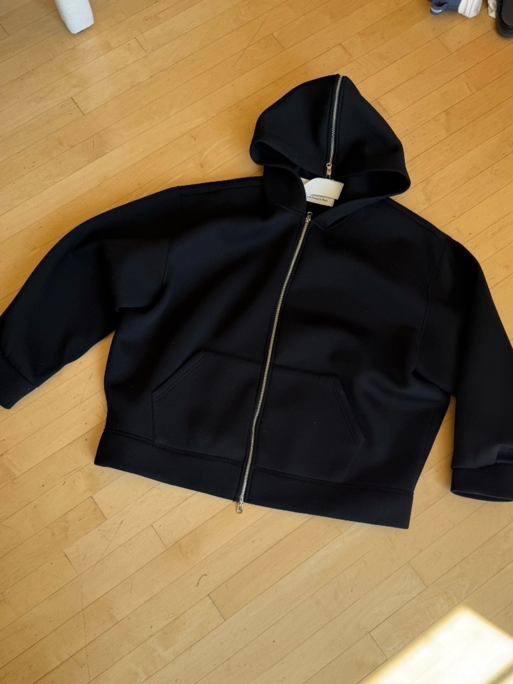 The Frankie Shop Black calder neoprene hooded jacket,OS GP1527 - Picture 3 of 5